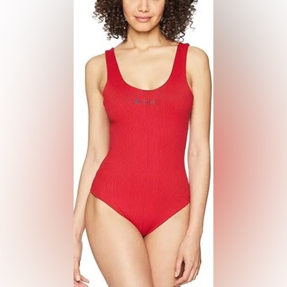Hurley Red Ribbed Swimsuit XS